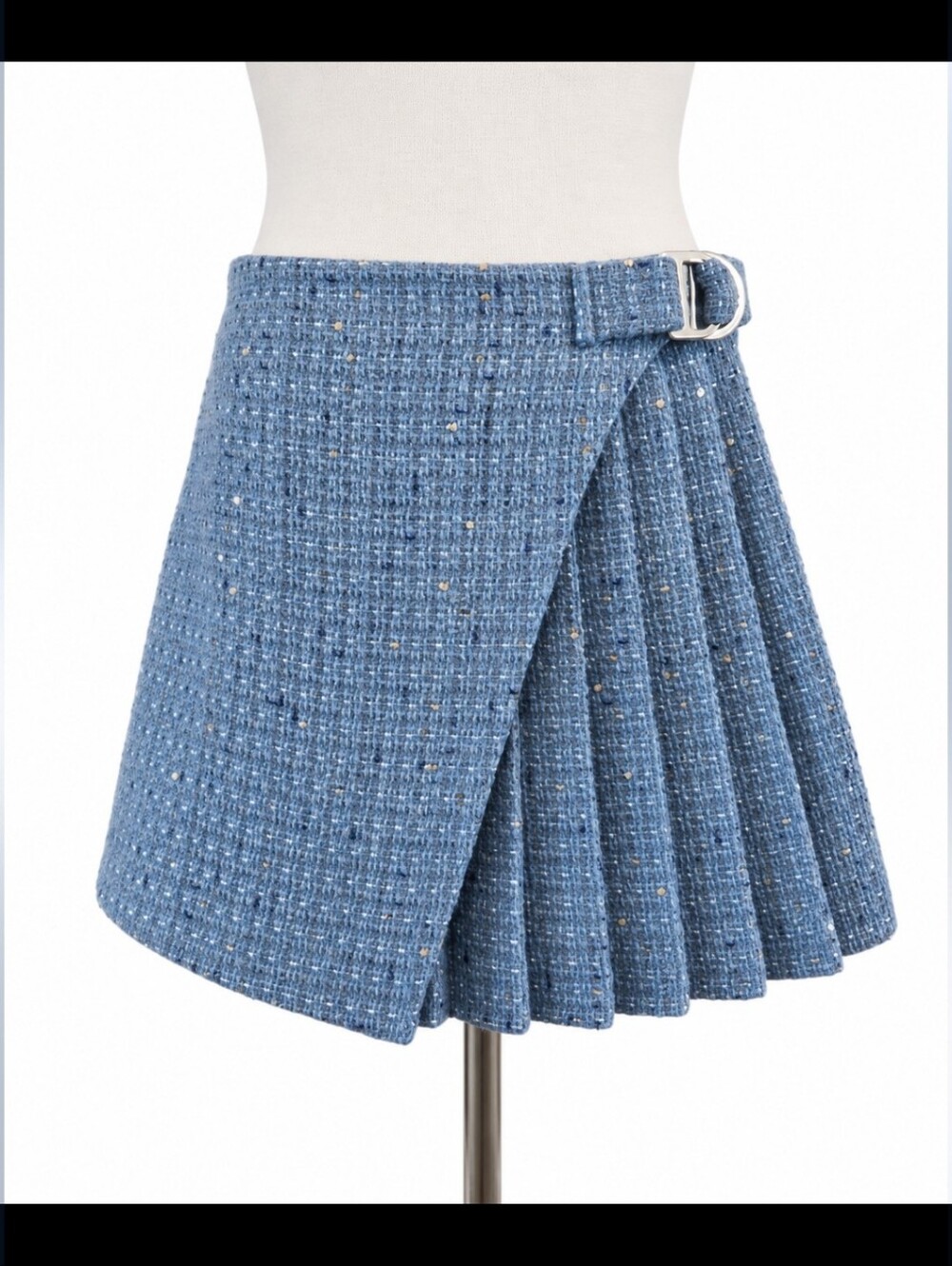 Maje Paris Pleated Tweed Skort Metallic Boucle Wrap Mini SZ 38   US 6/8 - Picture 3 of 14